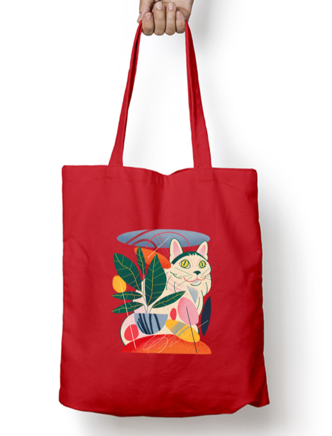 Feline Whimsy Zipper Tote Bag