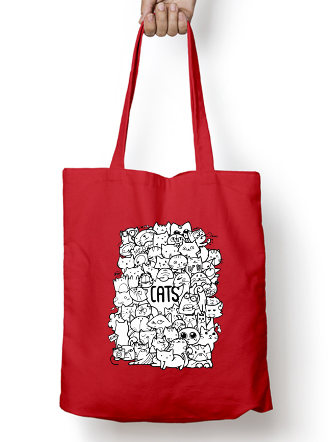 Purrfectly Doodled Zipper Tote Bag