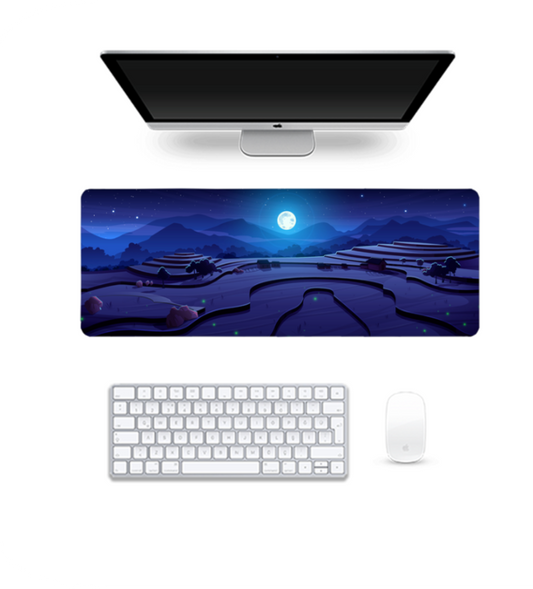 Majestic Moon Over Terrace Fields Deskpad - 80x30 cm