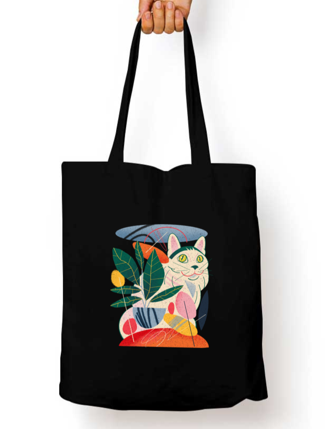Feline Whimsy Zipper Tote Bag