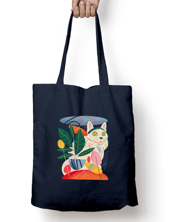 Feline Whimsy Zipper Tote Bag