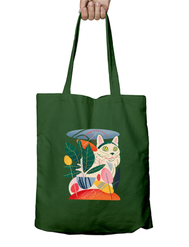 Feline Whimsy Zipper Tote Bag