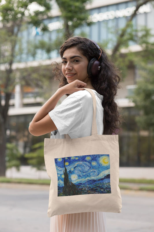 Starry Night Zipper Tote Bag