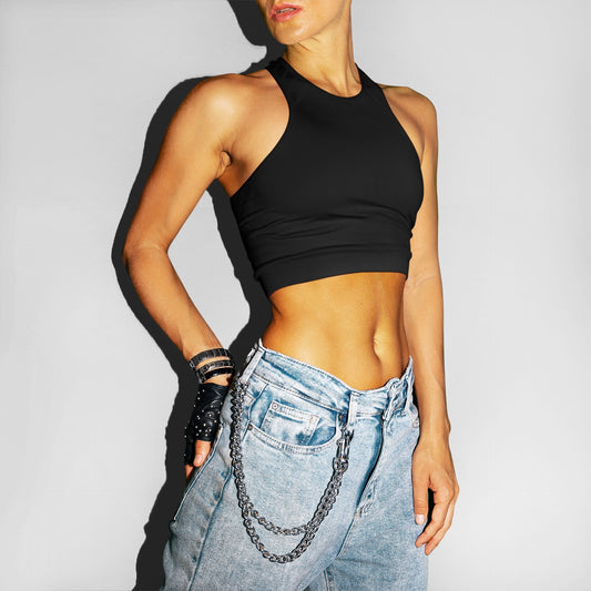 Basics Black Crop Tank Top Soulla