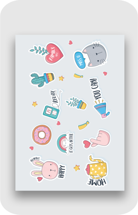 Cute Vibes Sticker Sheet - A5 Size