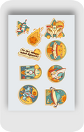 Retro Spaceship Stickers - A5 Size