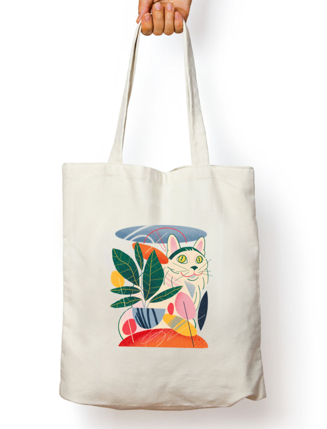 Feline Whimsy Zipper Tote Bag