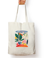 Feline Whimsy Zipper Tote Bag