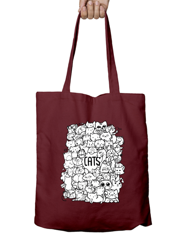 Purrfectly Doodled Zipper Tote Bag