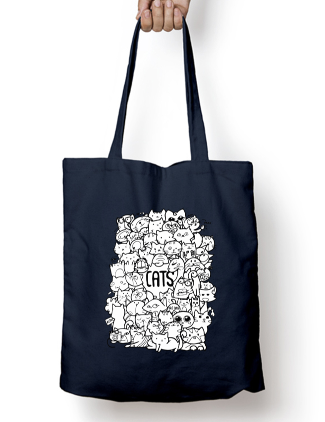 Purrfectly Doodled Zipper Tote Bag