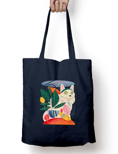 Feline Whimsy Zipper Tote Bag