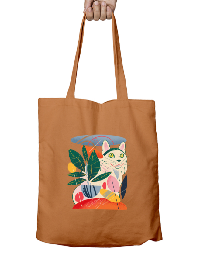 Feline Whimsy Zipper Tote Bag