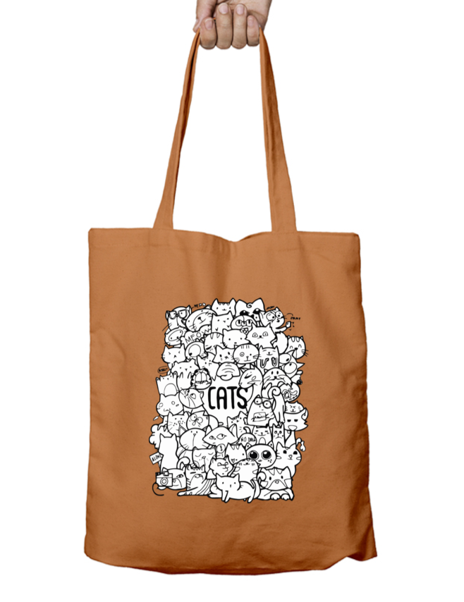 Purrfectly Doodled Zipper Tote Bag