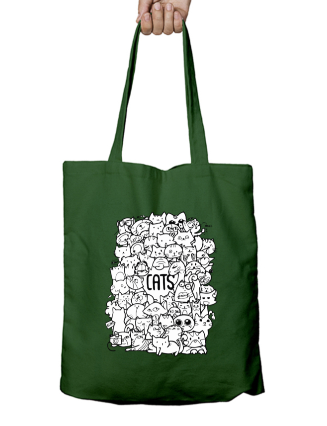 Purrfectly Doodled Zipper Tote Bag