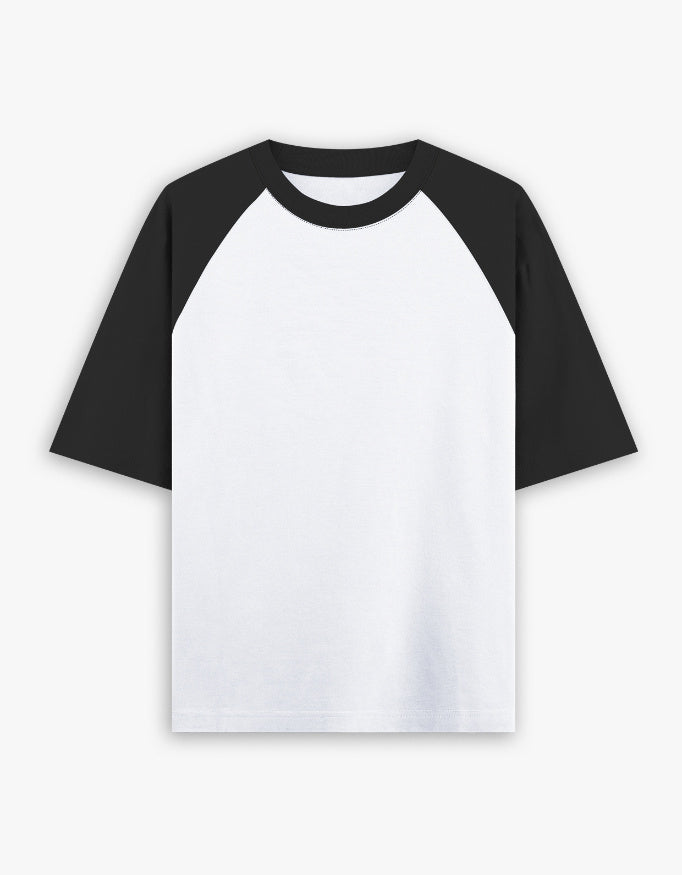 Oversized Raglan Tee: Black White