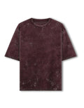 Acid Washed Oversized Tee: Deep Maroon