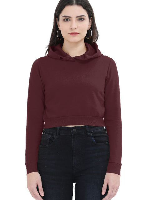 Crop Hoodie: Deep Maroon