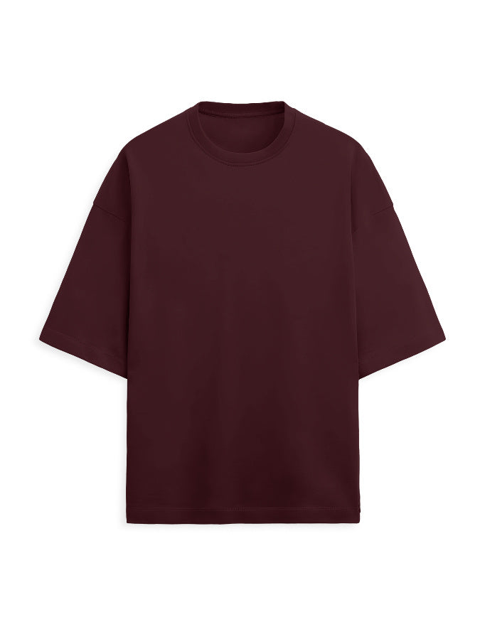 Terry Oversized Tee: Deep Maroon