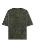 Acid Washed Oversized Tee: Olive Green