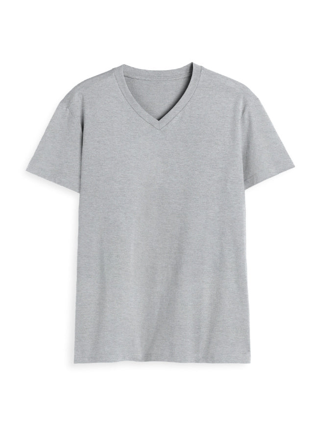 V Neck Tee: Grey Melange
