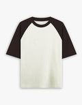 Oversized Raglan Tee: Coffee Brown Off White