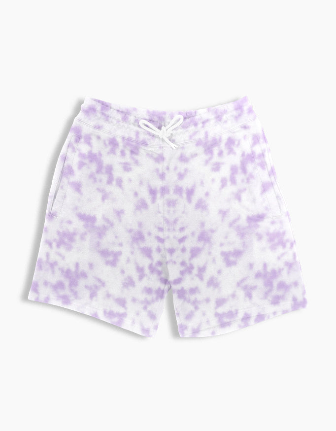 Tie Dye Shorts: White Lavender