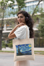 Starry Night Zipper Tote Bag