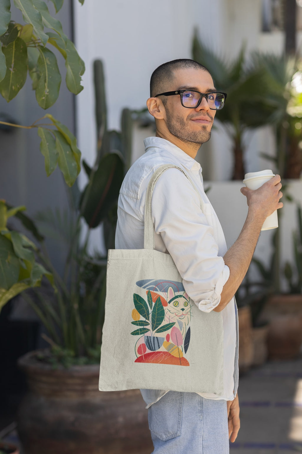 Feline Whimsy Zipper Tote Bag