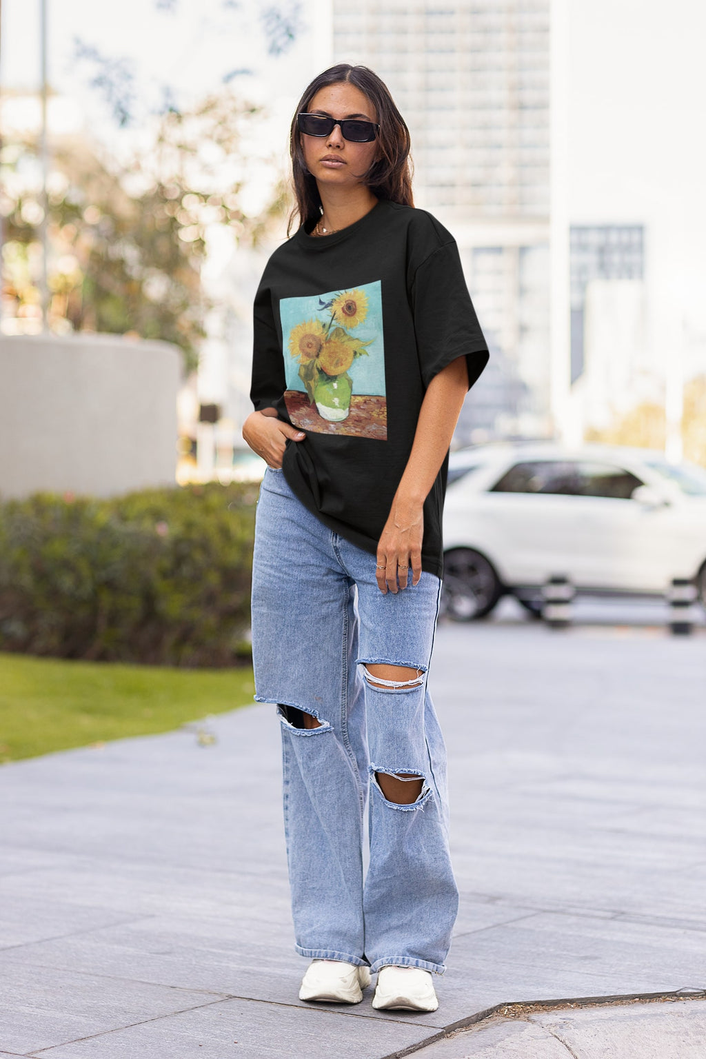 Sunflower Vase Van Gogh Oversized T-shirt