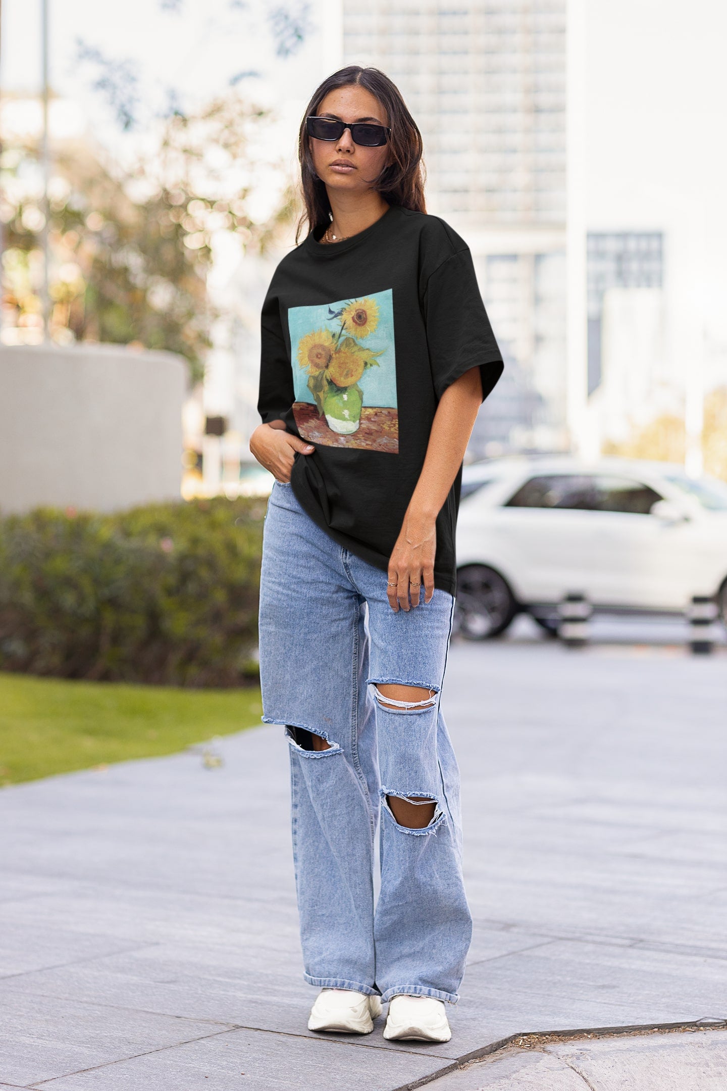 Sunflower Vase Van Gogh Oversized T-shirt