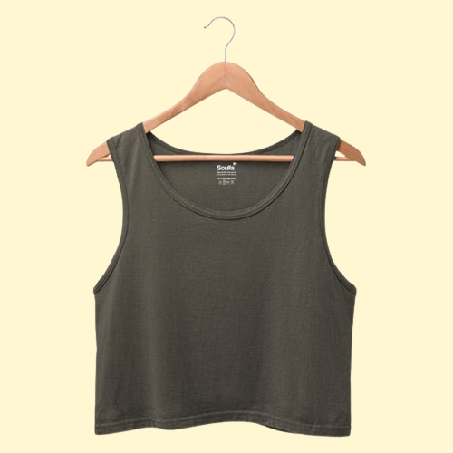 Basics Olive Green Crop Tank Top Soulla